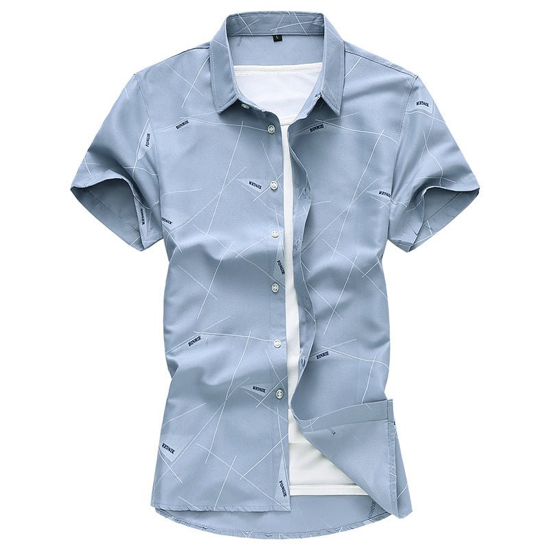 Men Short Sleeve Cotton Flower Shirt Mens Dress Shirts - Muhaab