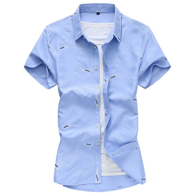 Men Short Sleeve Cotton Flower Shirt Mens Dress Shirts - Muhaab