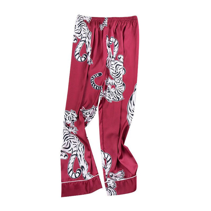 Men sleepwear Bottoms Silk Pajamas Print Long Sleep Pants - Muhaab