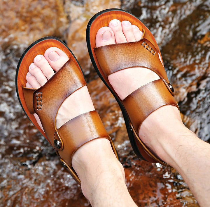 Men Slippers Dual Use Beach Shoes Soft Sole Casual Sandals And Slippers - Muhaab