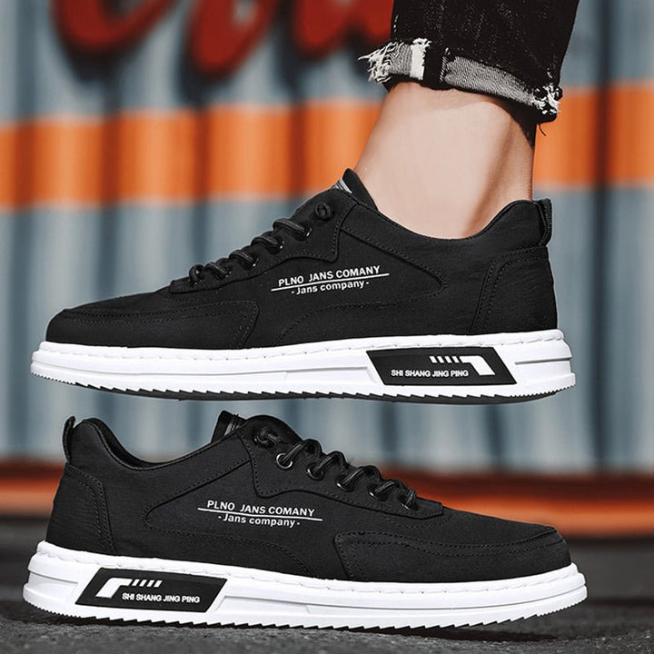 Men Sneakers Lace-up Letter Print Platform Canvas Shoes Sports - Muhaab