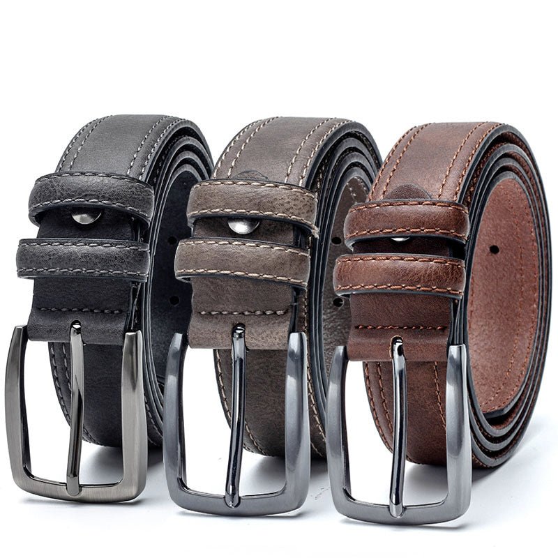 Men Vintage Belts For Jeans Luxury Split Leather Belt Men Famous Belt For Man Designer Belts With Vintage Style - Muhaab