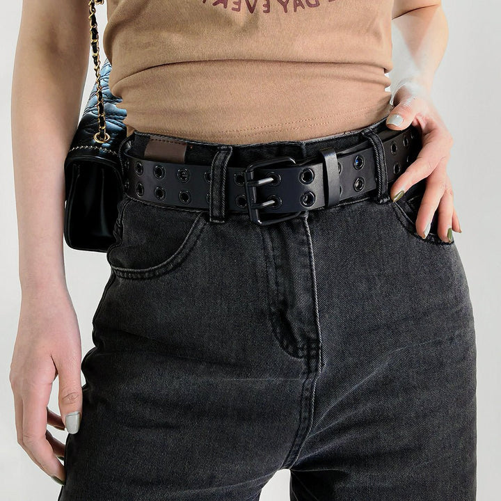 Men's And Women's Double-buckle Cutout Hip Hop Trend Metal Cutout Punk Belts - Muhaab