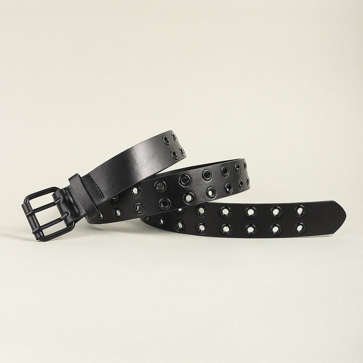 Men's And Women's Double-buckle Cutout Hip Hop Trend Metal Cutout Punk Belts - Muhaab