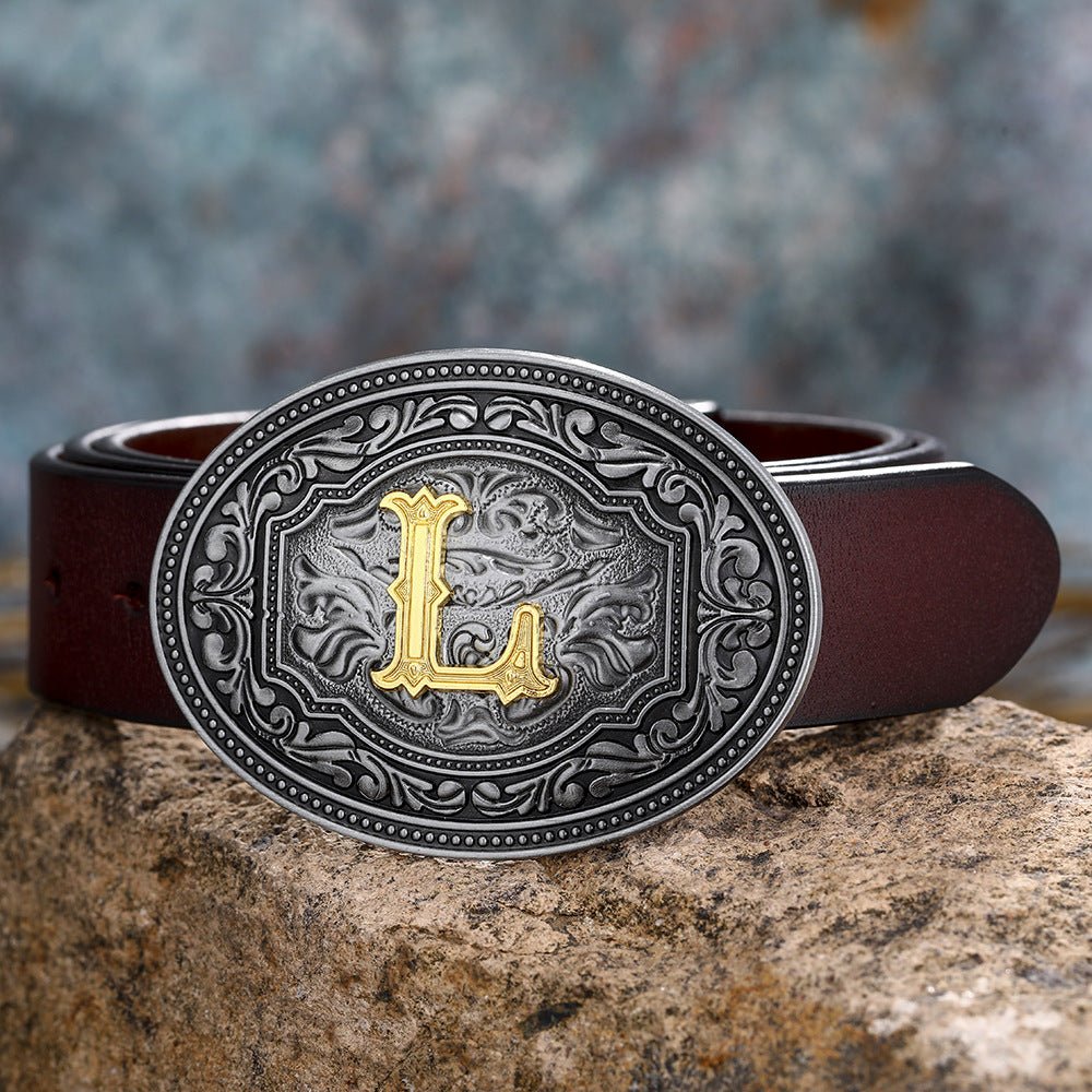 Men's And Women's Floral Letter Buckle Belts - Muhaab