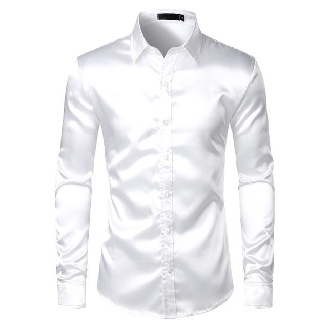 Mens Black Satin Dress Shirts - Muhaab