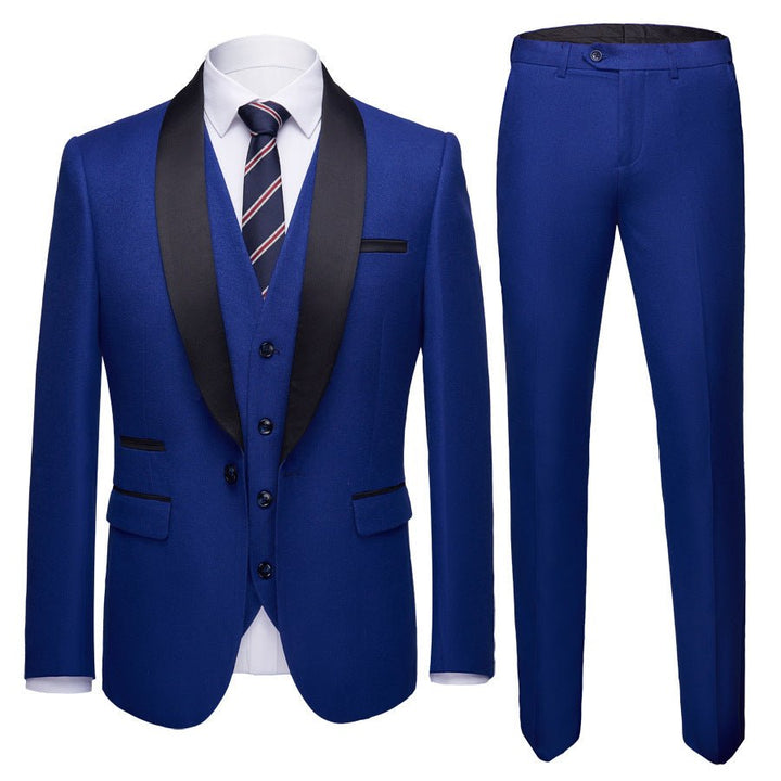 Men's Business Casual Suits, Men's Korean Version Of The Self-Cultivation Wedding Groom Suit Dress Three-Piece Suit - Muhaab