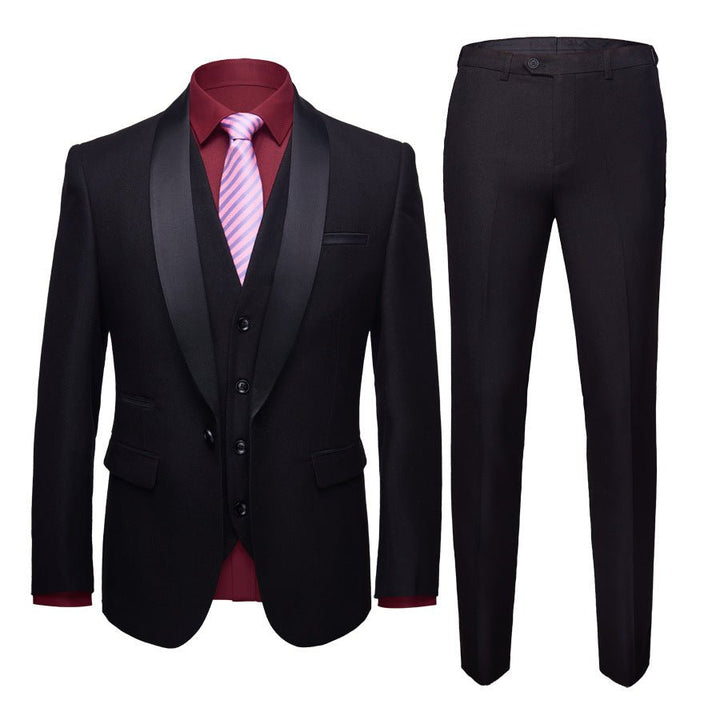 Men's Business Casual Suits, Men's Korean Version Of The Self-Cultivation Wedding Groom Suit Dress Three-Piece Suit - Muhaab