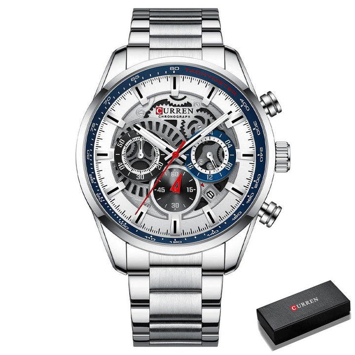 Men'S Business Watch Waterproof Calendar Steel Band Men'S Multifunctional Quartz Watch - Muhaab