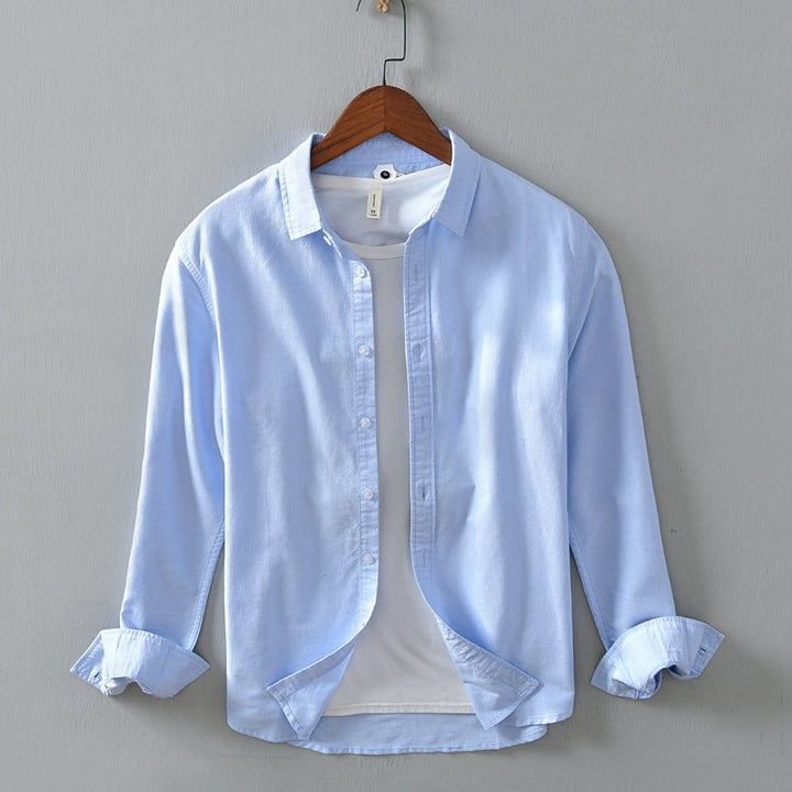 Men's Casual Linen Long-sleeved White Shirt For Men - Muhaab