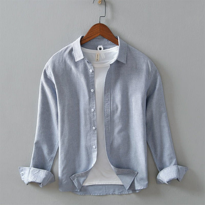 Men's Casual Linen Long-sleeved White Shirt For Men - Muhaab