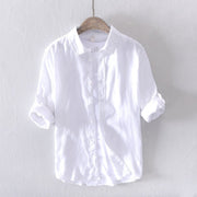 Men's Casual Linen Long-sleeved White Shirt For Men - Muhaab