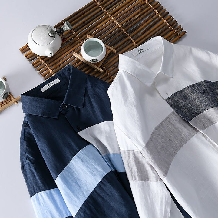 Men's Collar Loose Cotton Linen Versatile Beach Shirt For Men - Muhaab