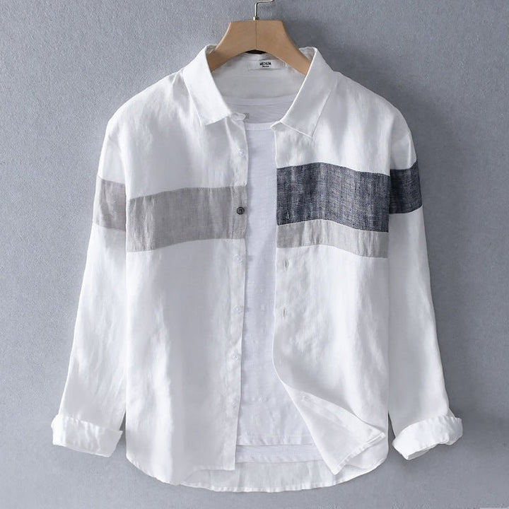 Men's Collar Loose Cotton Linen Versatile Beach Shirt For Men - Muhaab