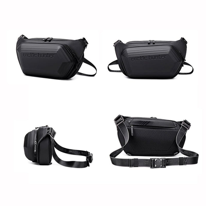 Men's Messenger Shoulder Waist Bag Trend Fashion Design Sling Bag Large Capacity Waterproof Chest Bags Wear-resistant - Muhaab