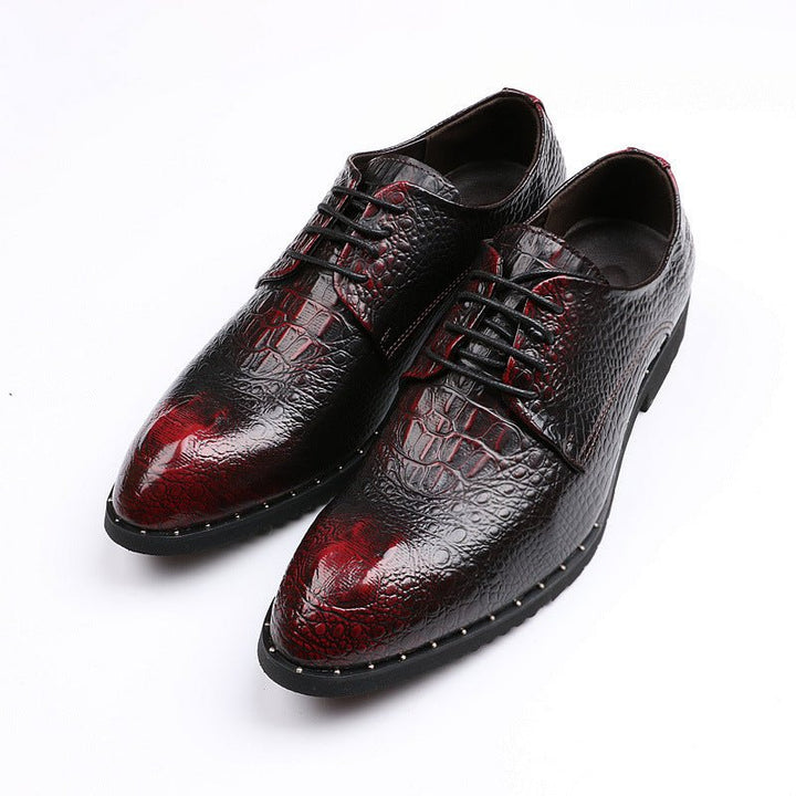 Men's pattern pointed business dress shoes increased by 6cm - Muhaab