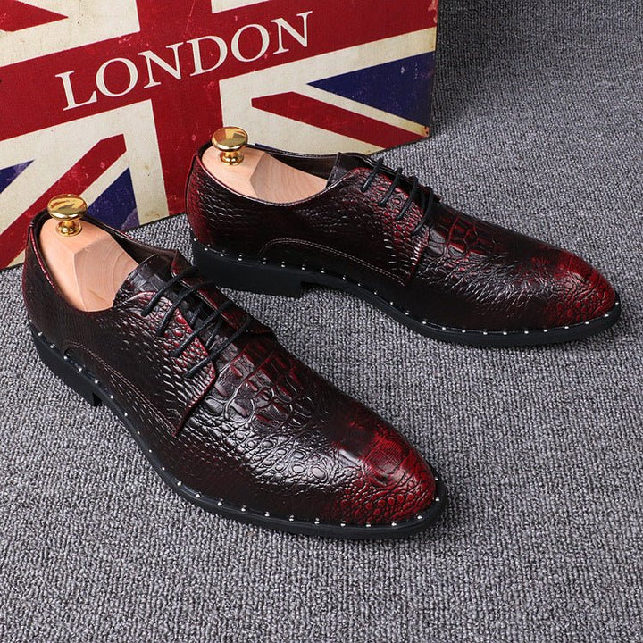 Men's pattern pointed business dress shoes increased by 6cm - Muhaab