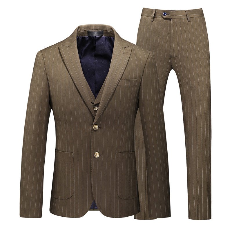 Men's Striped Suits Cross-border E-commerce Large Size Suit Three-piece Slim Wedding Dress - Muhaab