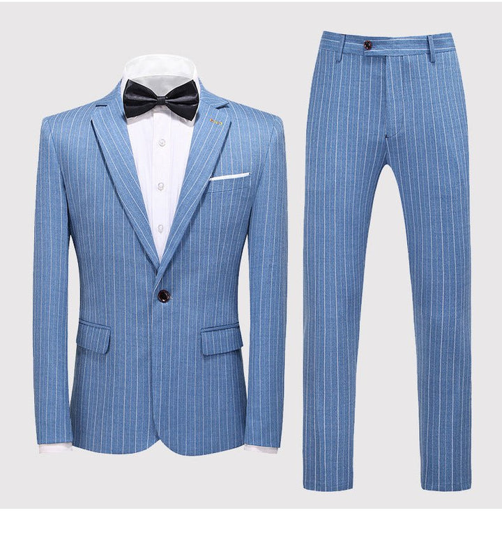 Men's Suits New Large Size Suit Wedding Suit Business Casual Blue Wedding Korean Slim Dress - Muhaab