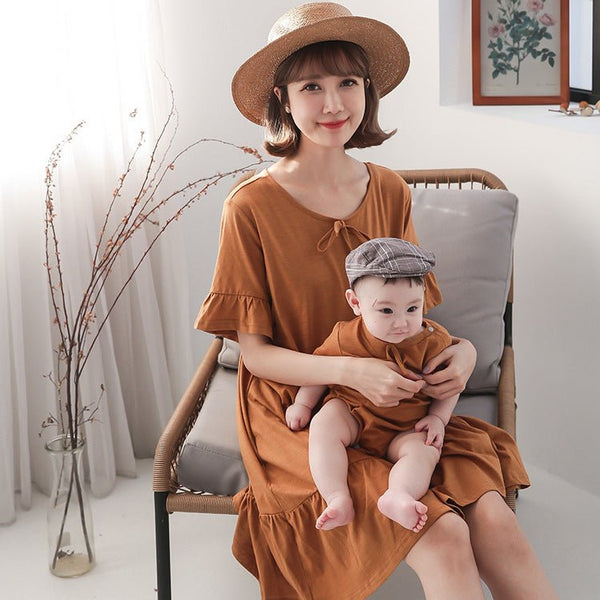 Mid-length Maternity Dress Parent-child Nursing Clothes Slimming - Muhaab