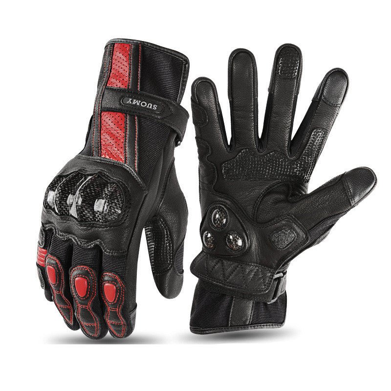 Motorcycle Riding Gloves Men And Women Four Seasons Motorcycle Racing Leather Breathable Wear-resistant Retro Knight Anti-fall Equipment - Muhaab