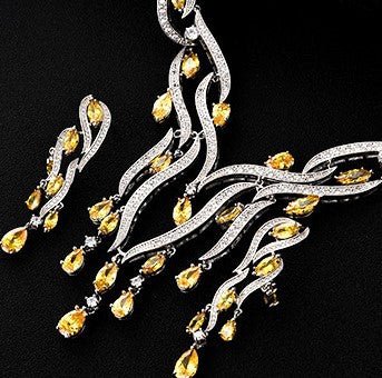 New Crystal Jewelry Zircon Jewelry Set Tassel Pendant - Muhaab