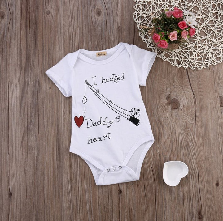 New Infant Baby By Boy Clothes Girl Babygrowth Playsuit Romper I Hooked Daddys Heart Newborn Baby Clothes UNISEX BABY Rompers - Muhaab