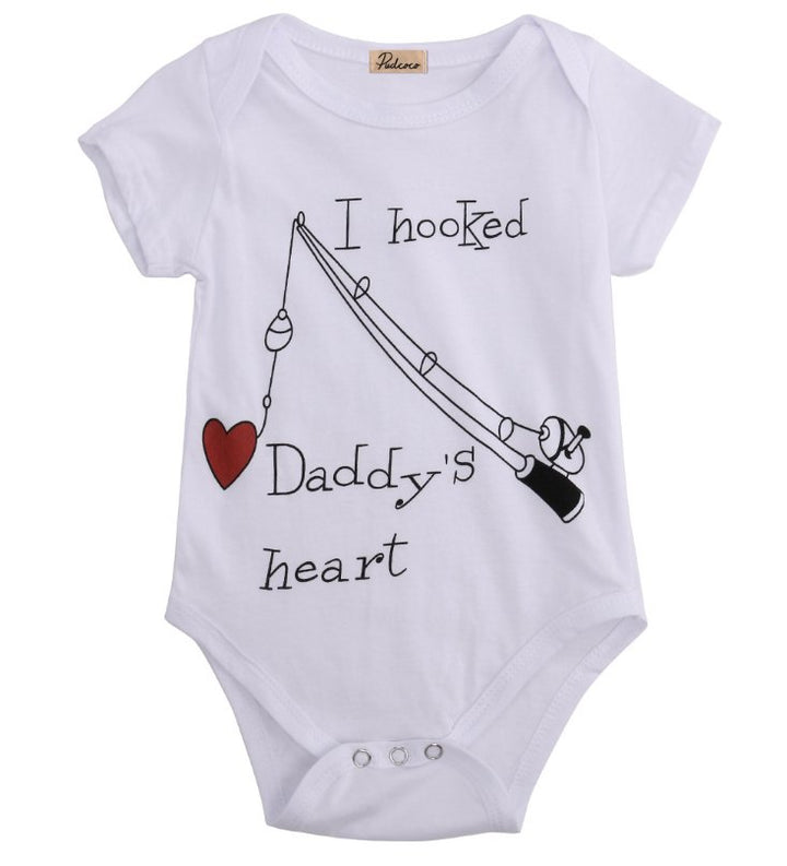 New Infant Baby By Boy Clothes Girl Babygrowth Playsuit Romper I Hooked Daddys Heart Newborn Baby Clothes UNISEX BABY Rompers - Muhaab