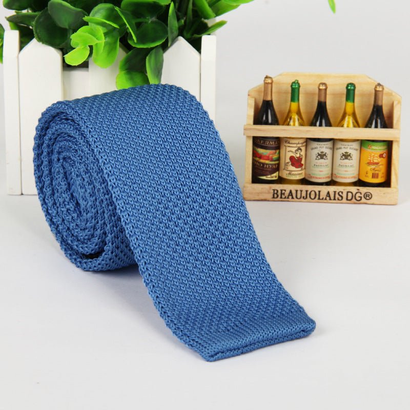 New solid color knitted tie men - Muhaab