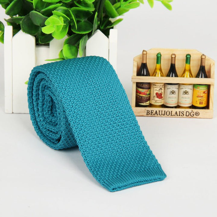New solid color knitted tie men - Muhaab