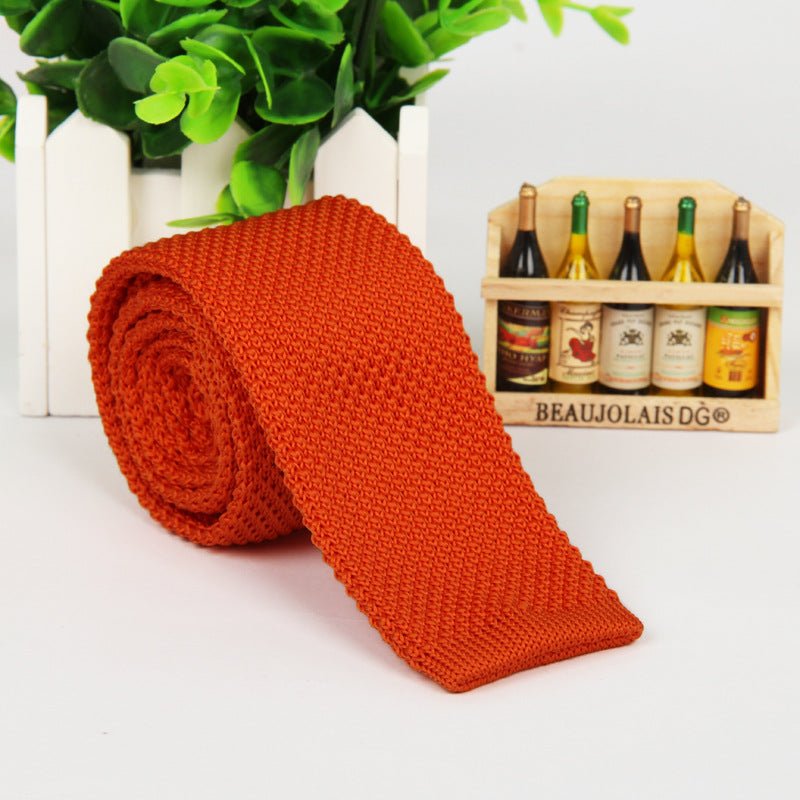 New solid color knitted tie men - Muhaab