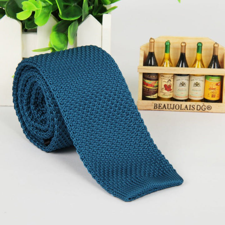 New solid color knitted tie men - Muhaab