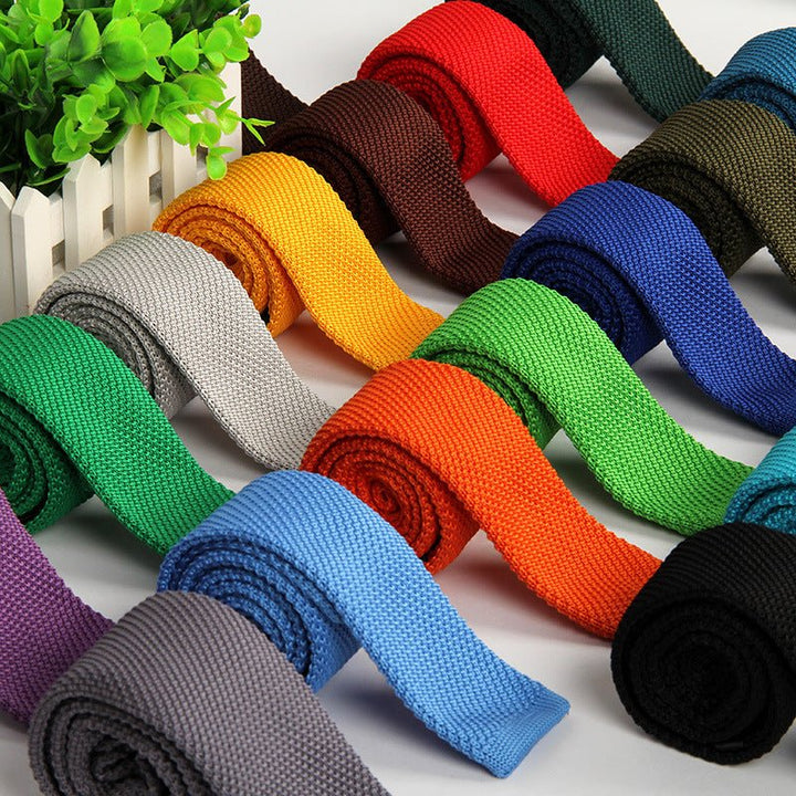 New solid color knitted tie men - Muhaab