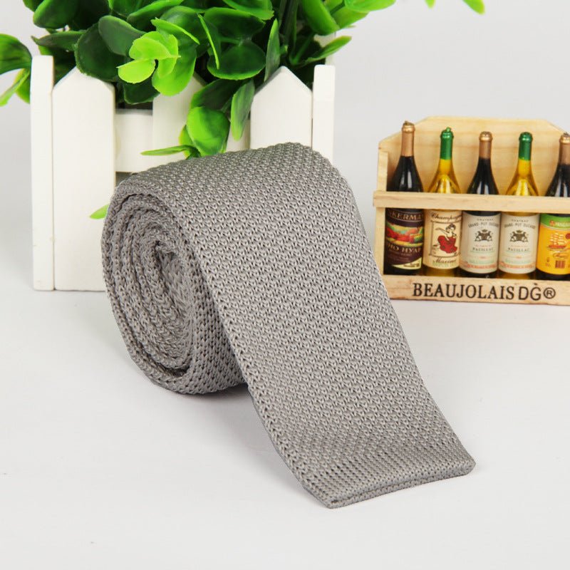 New solid color knitted tie men - Muhaab
