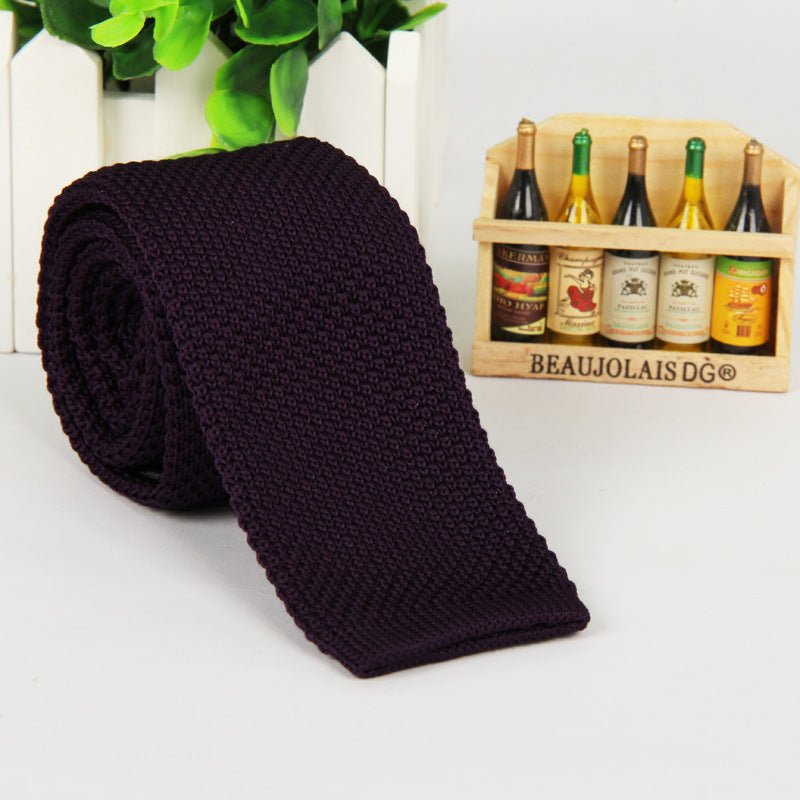 New solid color knitted tie men - Muhaab