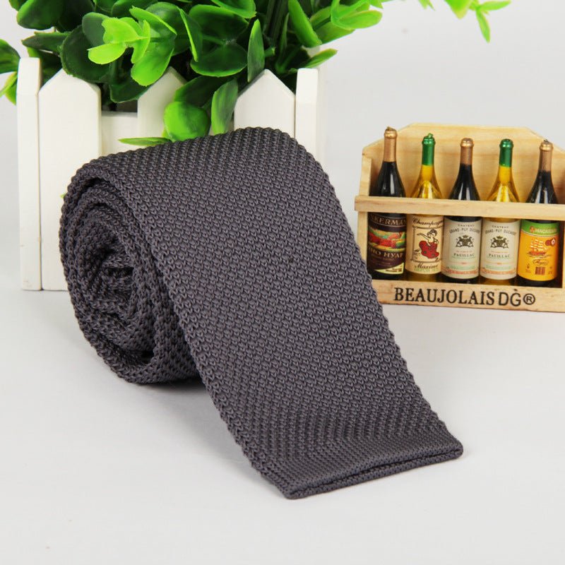 New solid color knitted tie men - Muhaab