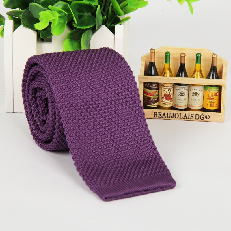 New solid color knitted tie men - Muhaab
