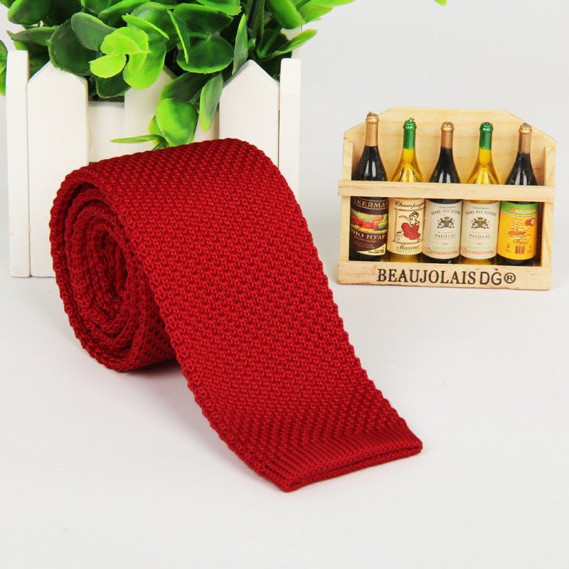 New solid color knitted tie men - Muhaab