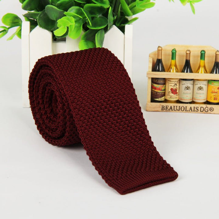 New solid color knitted tie men - Muhaab