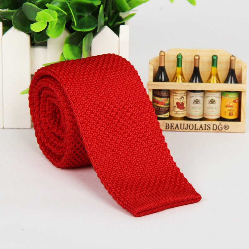New solid color knitted tie men - Muhaab
