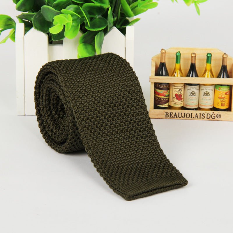 New solid color knitted tie men - Muhaab