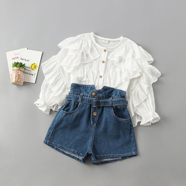 New Suit Girl Solid Color Shirt Jeans - Muhaab