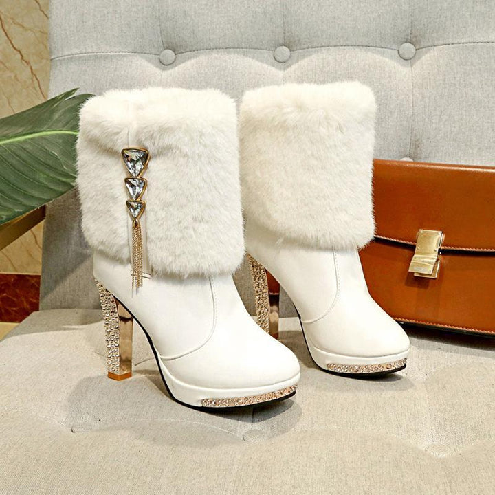 New Thick Heel High Heel Round Toe Short Tube Women'S Martin Boots - Muhaab