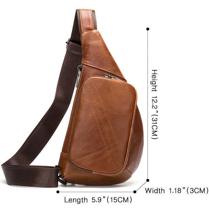 New Trend Leather Chest Bag Fashion Half-Moon Triangle Shoulder Bag Retro Messenger Bag Men's Bags - Muhaab