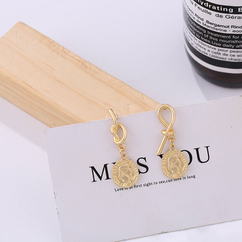New Vintage Matte Irregular Earring Creative Head Earrings Temperament Women Fashion Earrings Jewelry - Muhaab