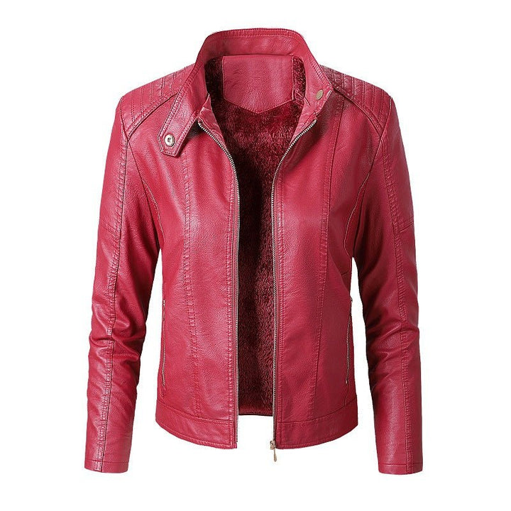 New Women's Leather Jackets Plus Velvet Jackets Fashion PU Ladies Leather Jackets - Muhaab