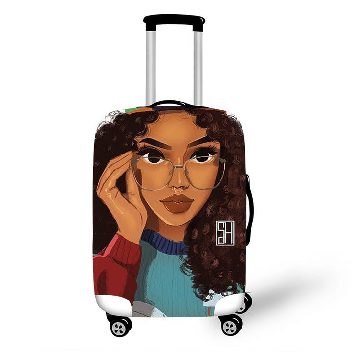 Nopersonality African Art Girl Travel Accessories Luggage Cover Suitcase Protection Baggage Dust Cover Stretch Fabrics 18-30inch - Muhaab