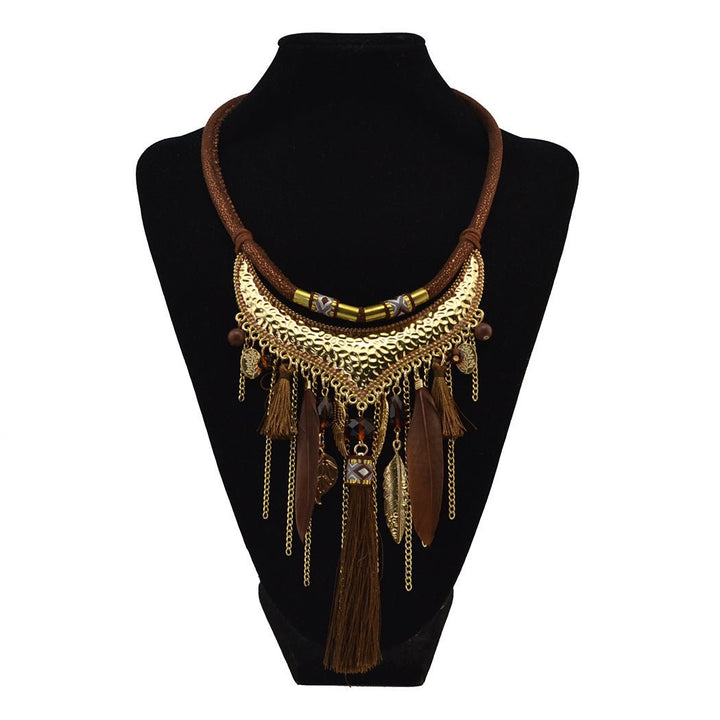 Original jewelry feather leaf tassel necklace - Muhaab