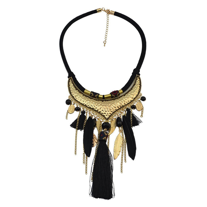 Original jewelry feather leaf tassel necklace - Muhaab