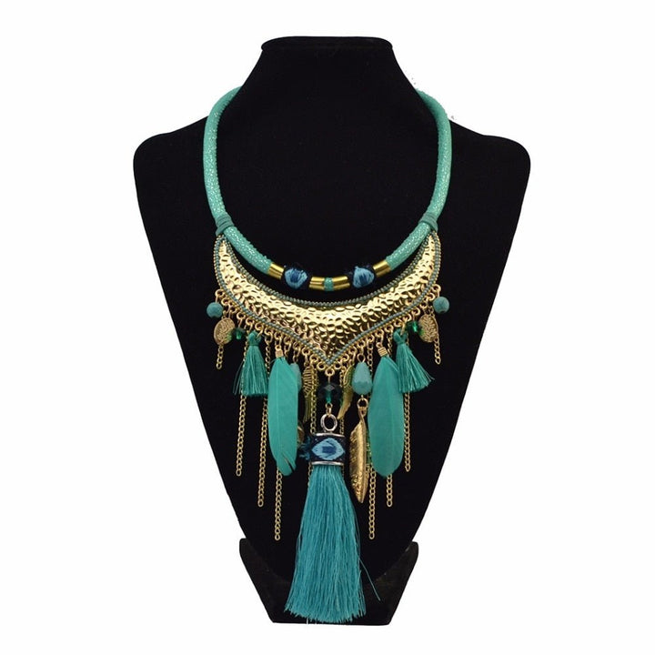 Original jewelry feather leaf tassel necklace - Muhaab